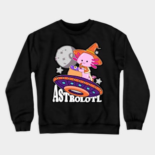 Astrolotl Axolotl Witch Halloween Astronauts Funny Axolotl Kawaii Crewneck Sweatshirt